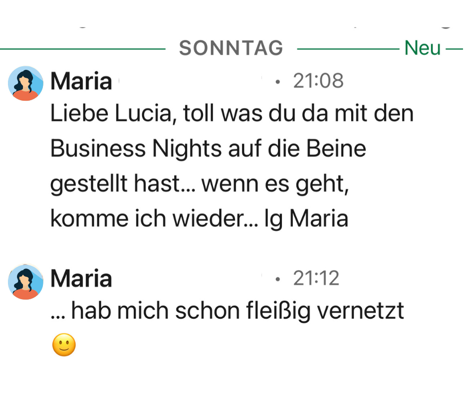 Kundenstimme - Credential_Business-Night_Maria