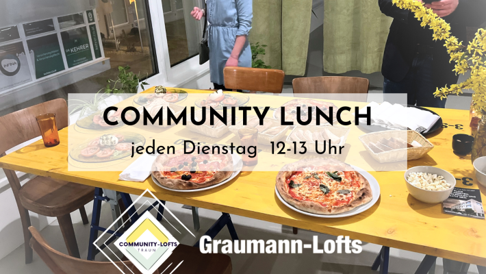 Jeden Dienstag laden wir dich ein zum Community-Lunch gemeinsam mit der Graumann-Community! Bring your own food! Offenes Coworking von 10-16 Uhr // Lunch von 12-13 Uhr