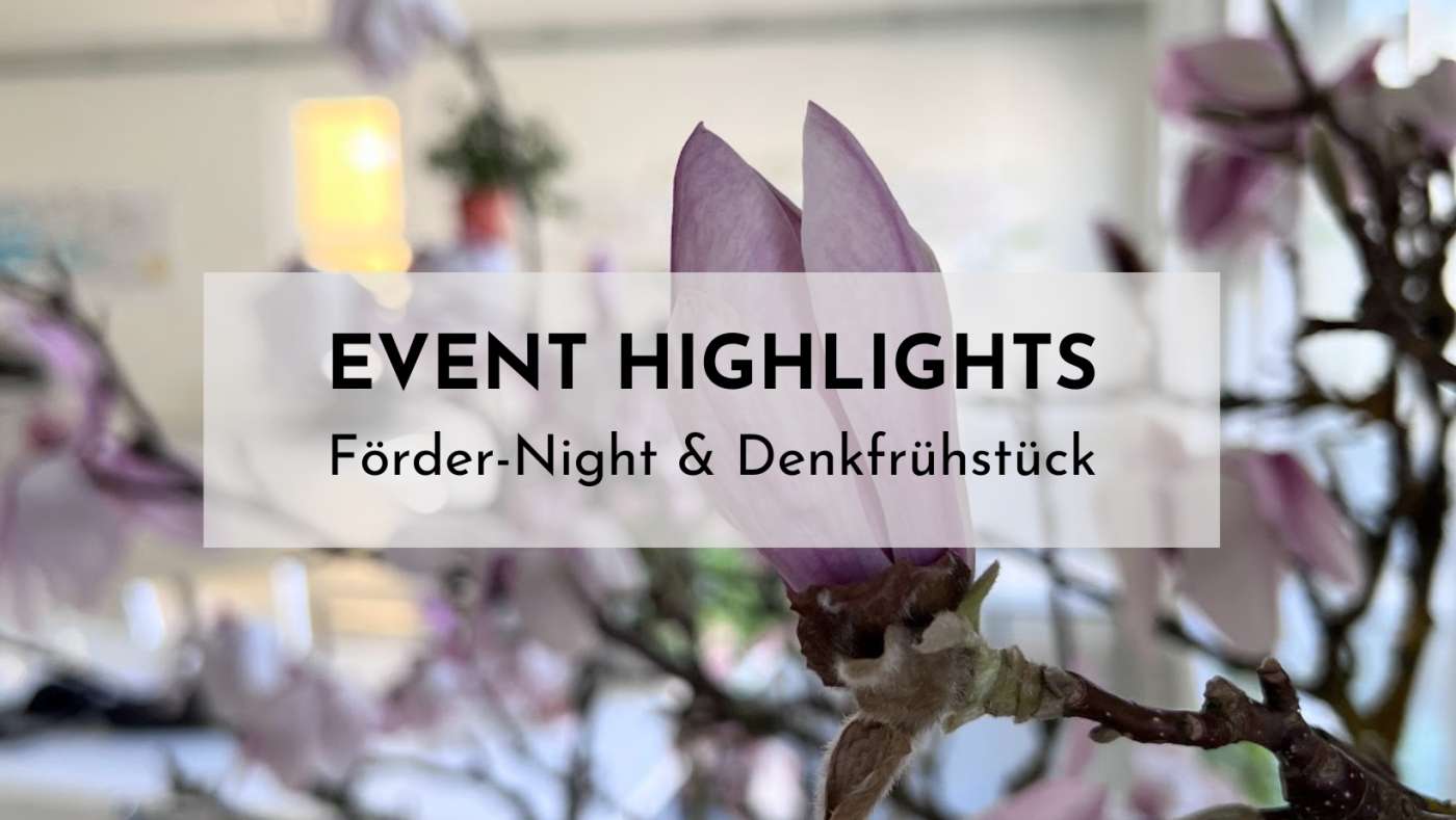 Aufblühende Magnolie, darüber Text: Event Highlights im Mai