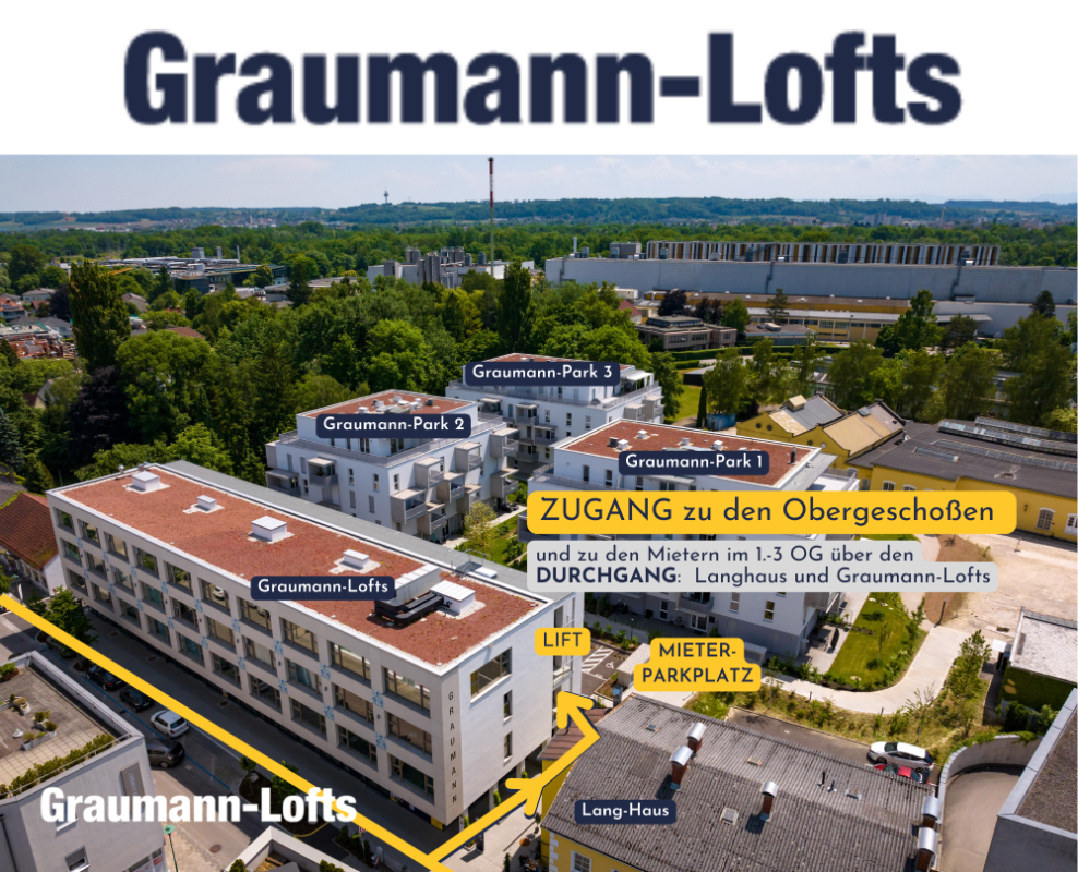 Zwischen der Trattoria Geppettto und dem Gebäude Graumann-Lofts ist der Zugang zu den Mietern und Dienstleistern in den Obergeschossen