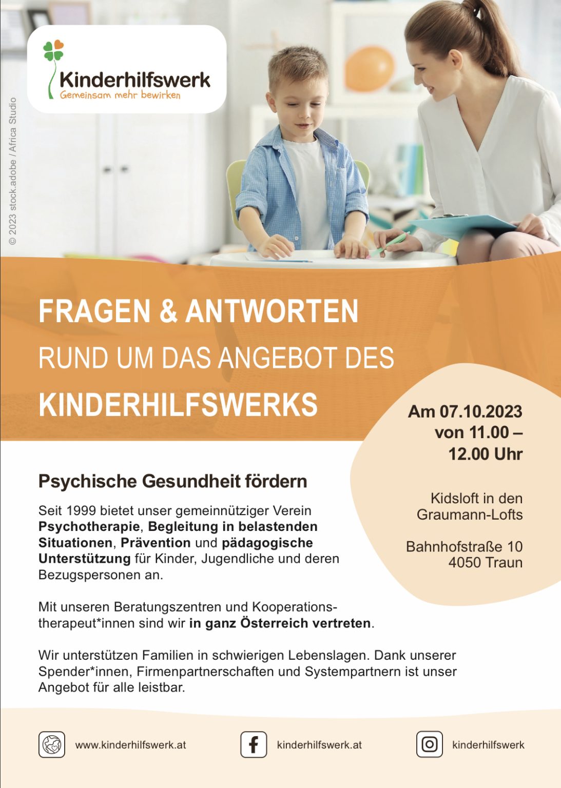 Angebot des Kinderhilfswerks für die psychische Gesundheit von Kindern