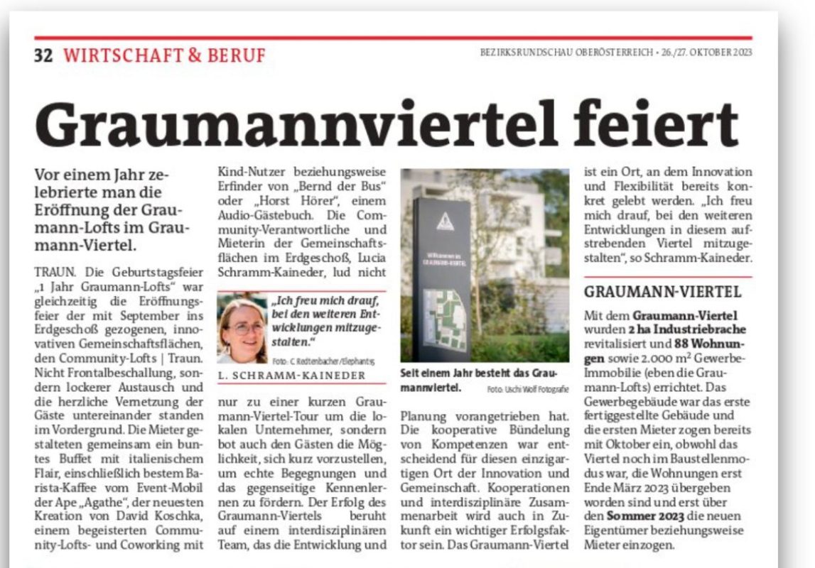 Rundschau Zeitungsartikel 1 Jahr Graumann-Lofts